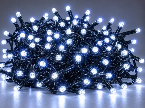 Lampki LED 400L transformator zimne + zimny flesh 20m dekororacji (2/20/FLE/CW+WW) zielony kabel wew/zew