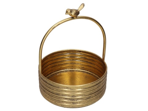 Patera metalowa złota z ptaszkiem (TG81841)