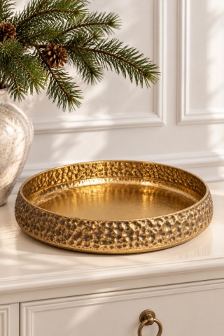 Patera młotkowana złota płaska duża (TG81838)