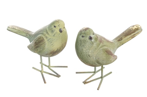 Ptaszek ceramiczny szałwia + złoto lewy (ART18024)
