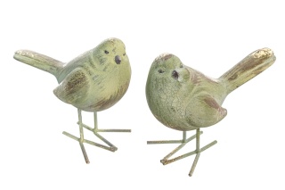 Ptaszek ceramiczny szałwia + złoto prawy (ART18024)