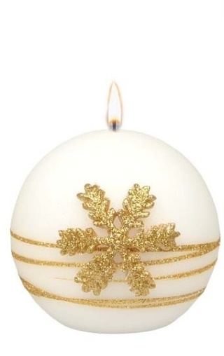 100mm Golden Christmas spherical candle, matte white finish