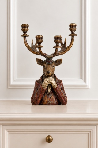"Antique" reindeer bust candle holder (SX0340)