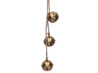 Zawieszka 3 dzwonki metalowe złote długość 54cm (TG81818-2)