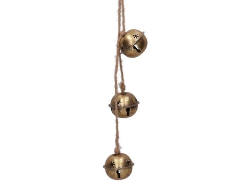 Zawieszka 3 dzwonki metalowe złote długość 54cm (TG81818-2)