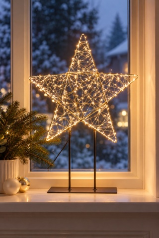 Gwiazda metalowa 50cm na podstawie 350LED ciepła/amber (AMZ143270)