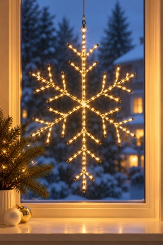 Kontur śnieżynka 470LED ciepła fi 47cm 8 funkcji (AMZ202370) timer wew/zew