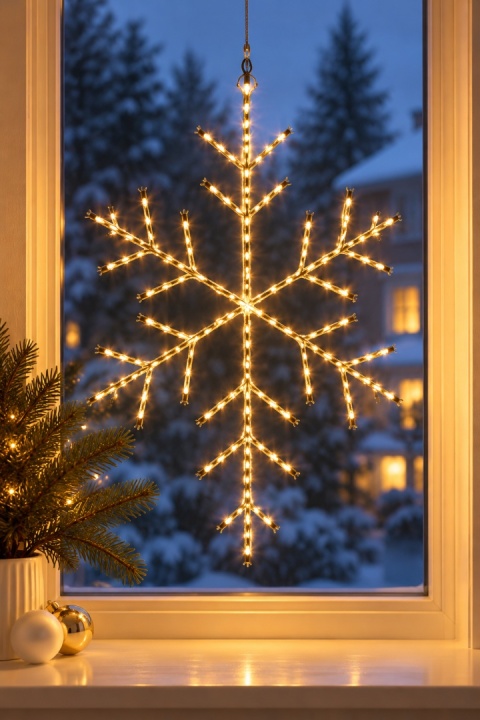 Kontur śnieżynka 470LED ciepła fi 47cm 8 funkcji (AMZ202370) timer wew/zew