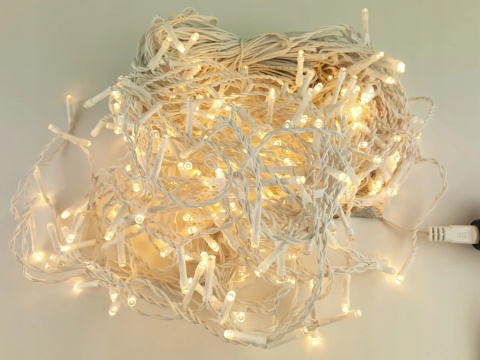Lampki sople 200LED+gn b.zimny; ciepły flesh 7mb 102/21/FLE/CW+WW biały kabel 5m przyłącze
