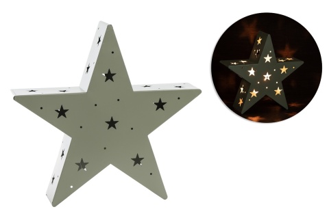 Metalowa gwiazda szałwia z oświetleniem LED 45cm na baterie (OZB07934)