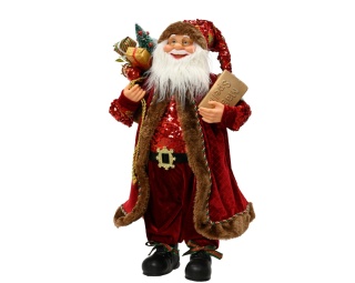 Mikołaj 60cm bordowy płaszcz welur cekiny (704346)