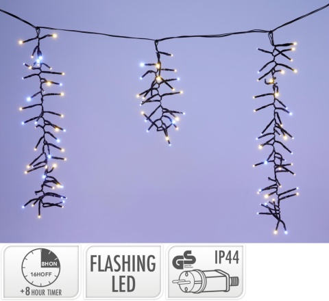 Sople girlanda 528LED ciepła/zimna dł.3,5x wys.0,5m (AGL001020) flesh timer